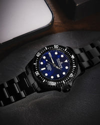 Thumbnail for Oceaneva 3000M Dive Watch Navy Blue Mother of Pearl Lying Flat