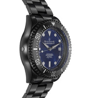 Thumbnail for Oceaneva 3000M Dive Watch Navy Blue Mother of Pearl Side Helium Escape Valve View