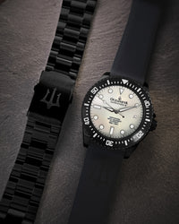 Thumbnail for Oceaneva 3000M Dive Watch White Mother of Pearl Front Pictured With Rubber Strap