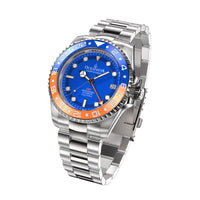 Thumbnail for Oceaneva™ Men's GMT Automatic Deep Marine Explorer 1250M Pro Diver Orange Bezel Blue Dial Watch