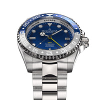 Thumbnail for Oceaneva™ Men's GMT Automatic Deep Marine Explorer 1250M Pro Diver Blue Dial Silver Bezel Watch