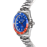 Thumbnail for Oceaneva™ Men's GMT Automatic Deep Marine Explorer 1250M Pro Diver Red Blue Bezel Blue Dial Watch