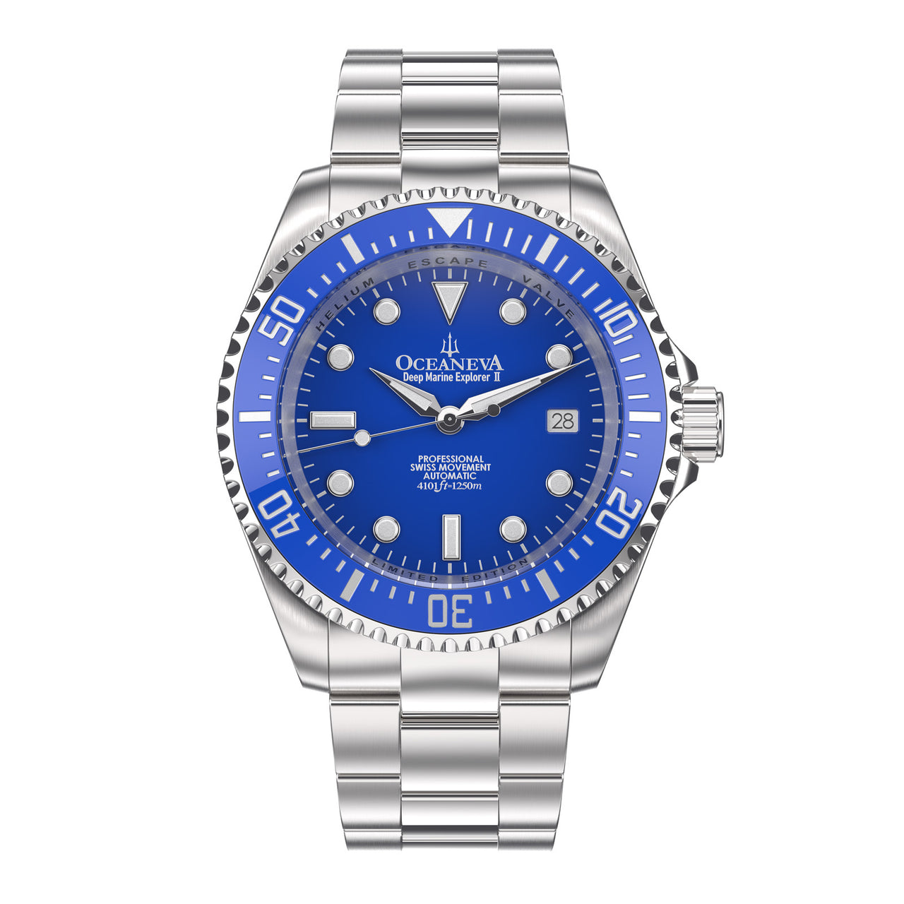Oceaneva™ Men's Deep Marine Explorer II 1250M Pro Diver Watch Blue