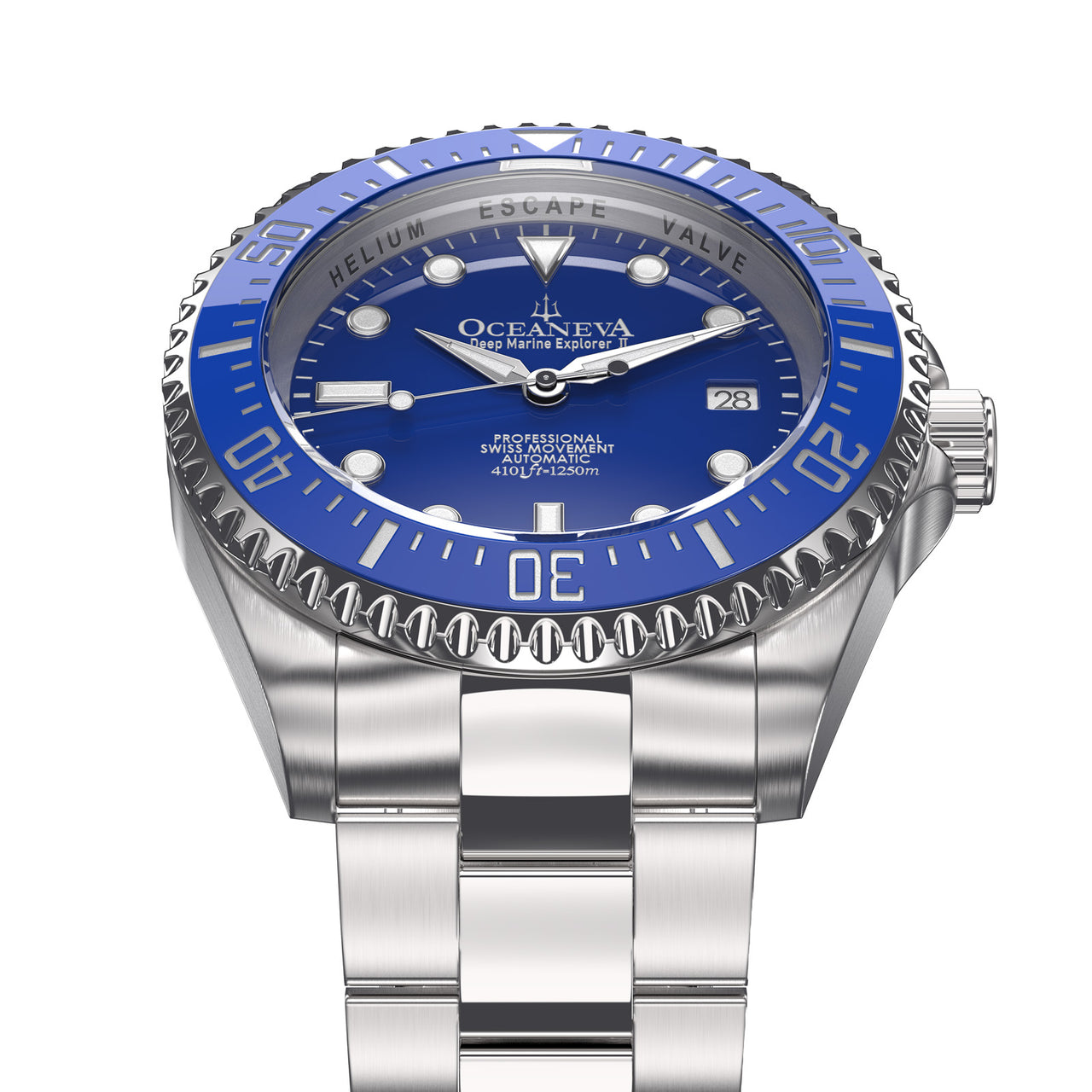 Oceaneva 1250M Dive Watch Blue Frontal View Picture