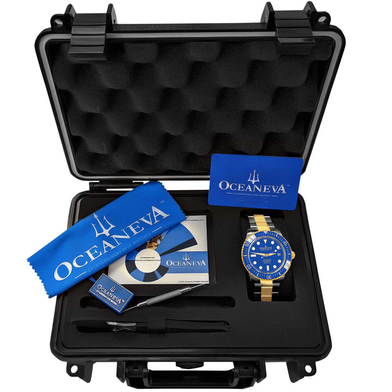 Oceaneva 1250M Dive Watch Blue and Gold With Packaging 