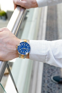 Thumbnail for Oceaneva 1250M Dive Watch Blue and Gold On Wrist
