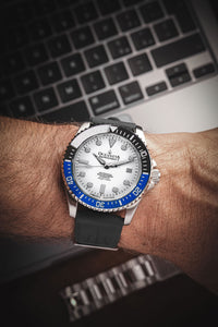 Thumbnail for Oceaneva 1250M Dive Watch Blue/Black Bezel White Dial On Rubber Strap With Bracelet