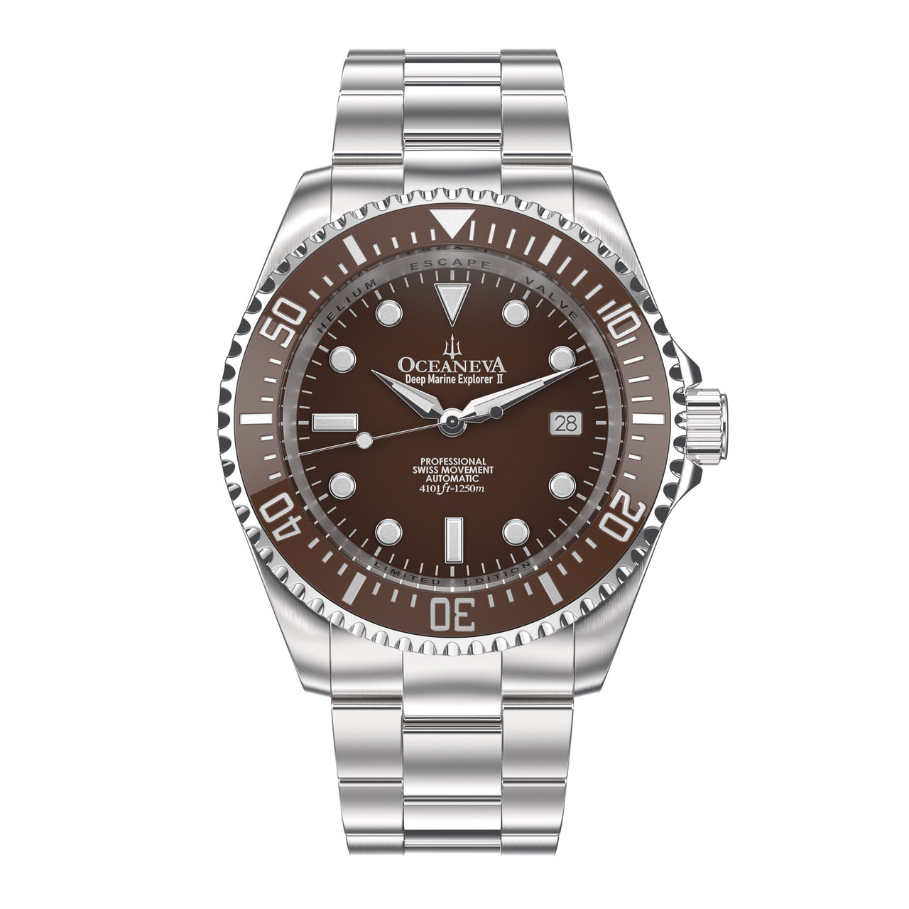 Oceaneva™ Men's Deep Marine Explorer II1250M Pro Diver Watch Brown