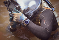 Thumbnail for Oceaneva Black And Stainless Chronograph Watch On Wrist Scuba Full Body