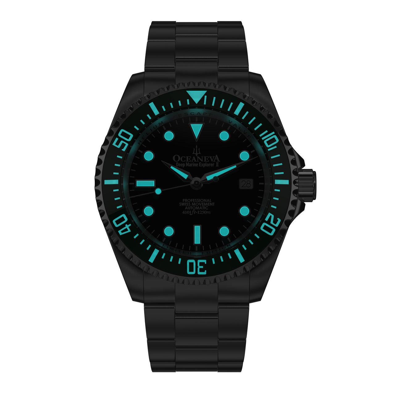 Oceaneva 1250M Dive Watch Green Bezel Black Dial Luminous