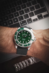 Thumbnail for Oceaneva 1250M Dive Watch Green On Wrist Rubber Strap