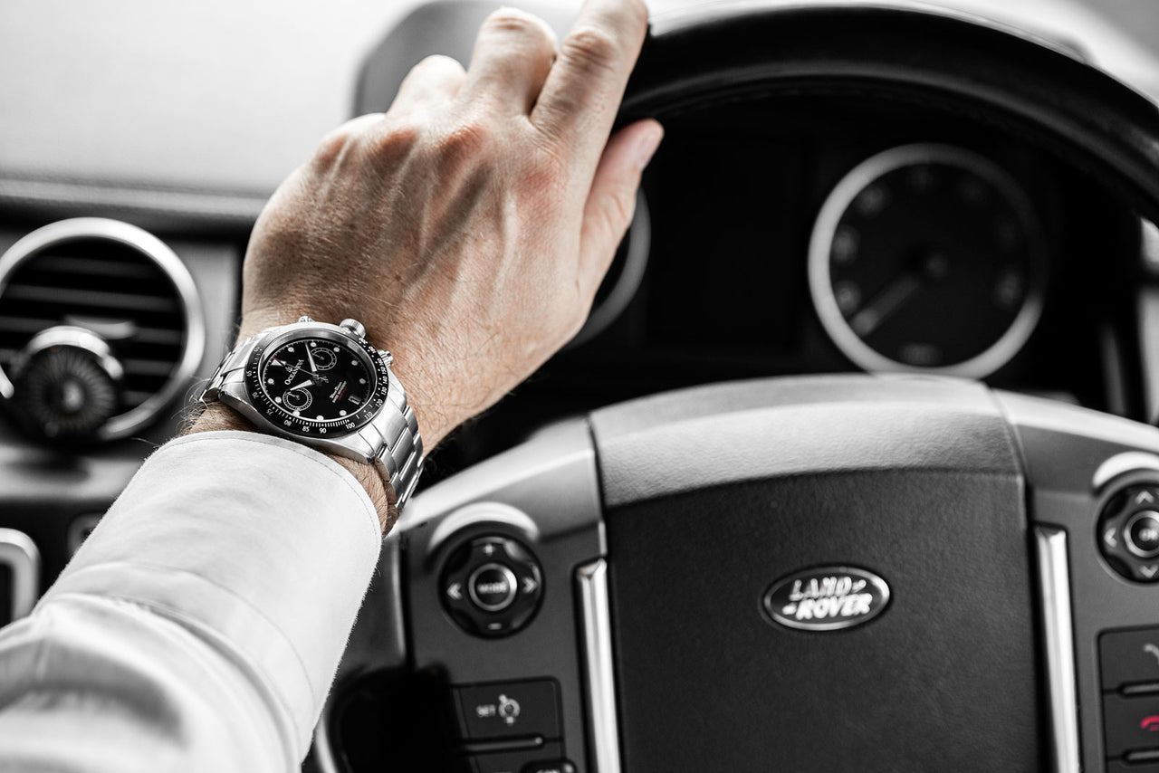 Oceaneva Black Dial Chronograph Watch On Wrist Driving