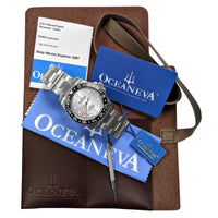 Thumbnail for Oceaneva 1250M GMT Dive Watch Silver And Black With Packaging