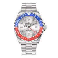 Thumbnail for Oceaneva™ Men's GMT Deep Marine Explorer 1250M Pro Diver Watch Blue and Red Silver Dial