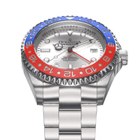 Thumbnail for Oceaneva 1250M GMT Dive Watch Silver Blue And Red Frontal View Picture