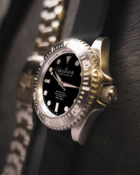 Thumbnail for Oceaneva 3000M Dive Watch Black Side View With Rubber Strap