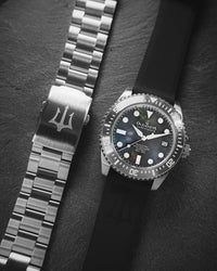 Thumbnail for Oceaneva 3000M Dive Watch Gun Metal Gray Mother of Pearl Stainless Front Pictured With Rubber Strap
