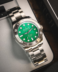 Thumbnail for Oceaneva 3000M Dive Watch Green Mother of Pearl Stainless On Bracelet