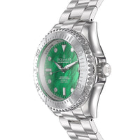 Thumbnail for Oceaneva 3000M Dive Watch Green Mother of Pearl Stainless Side View Crown 
