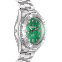 Thumbnail for Oceaneva 3000M Dive Watch Green Mother of Pearl Stainless Side Helium Escape Valve View
