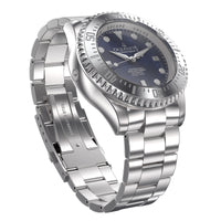 Thumbnail for Oceaneva 3000M Dive Watch Navy Blue Mother of Pearl Stainless Front Picture Slight Right Slant View