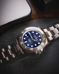 Thumbnail for Oceaneva 3000M Dive Watch Navy Blue Mother of Pearl Stainless Lying Flat