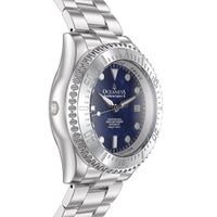Thumbnail for Oceaneva 3000M Dive Watch Navy Blue Mother of Pearl Stainless Side Helium Escape Valve View