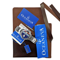 Thumbnail for Oceaneva Blue Striped Chronograph Watch With Packaging