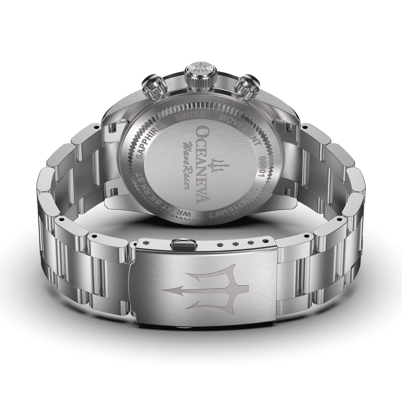 Oceaneva Mint Dial Chronograph Watch Caseback and Bracelet