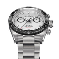 Thumbnail for Oceaneva™ Men's WaveRacer™ 500M Pro Diver White Dial Panda Chronograph Watch frontal view