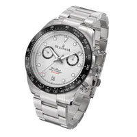 Thumbnail for Oceaneva™ Men's WaveRacer™ 500M Pro Diver White Dial Panda Chronograph Watch Left Slant View
