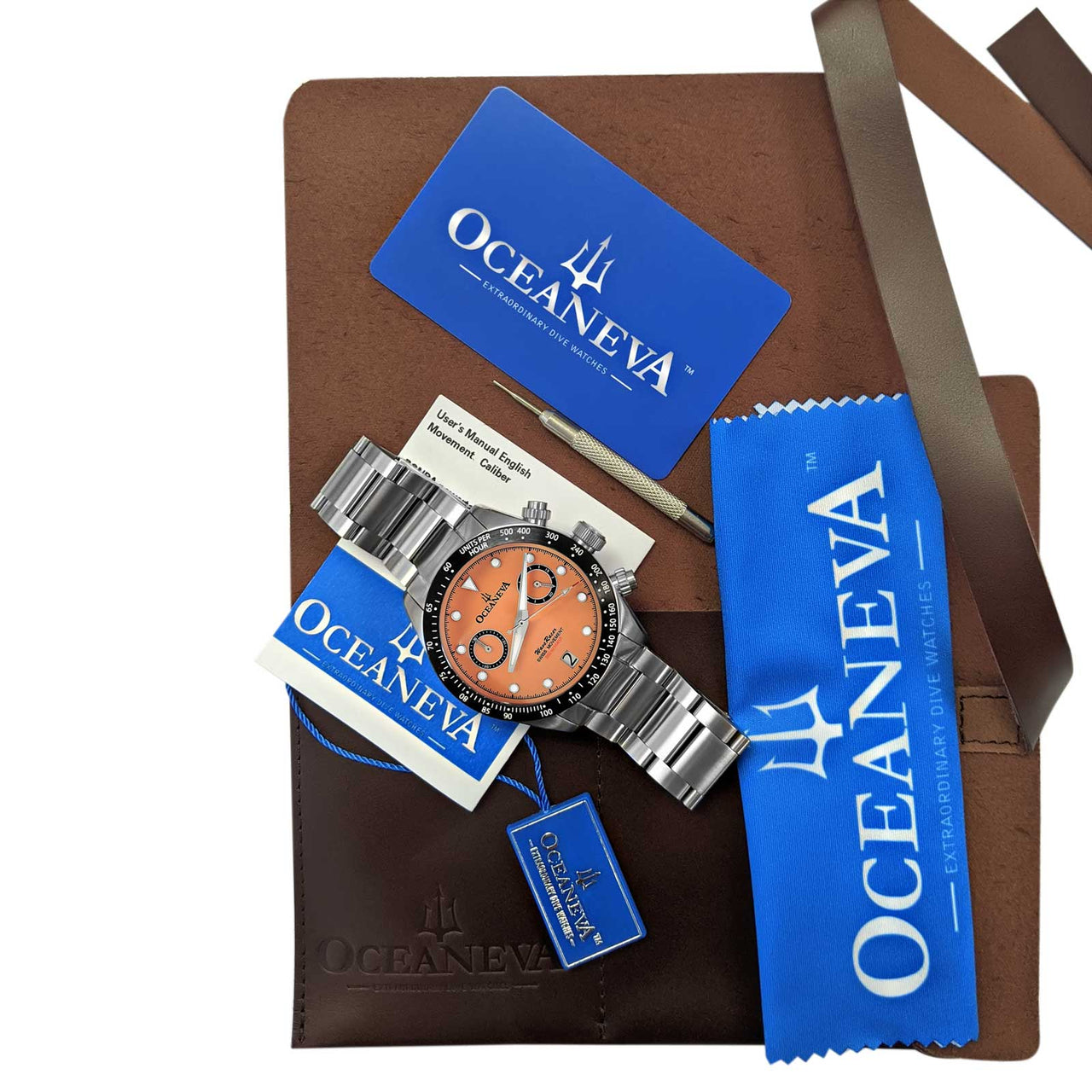 Oceaneva Salmon Chronograph Watch With Packaging 