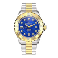 Thumbnail for Oceaneva Men's Deep Marine Explorer III 3000M Pro Diver Watch Blue Mother of Pearl Dial Yellow Gold