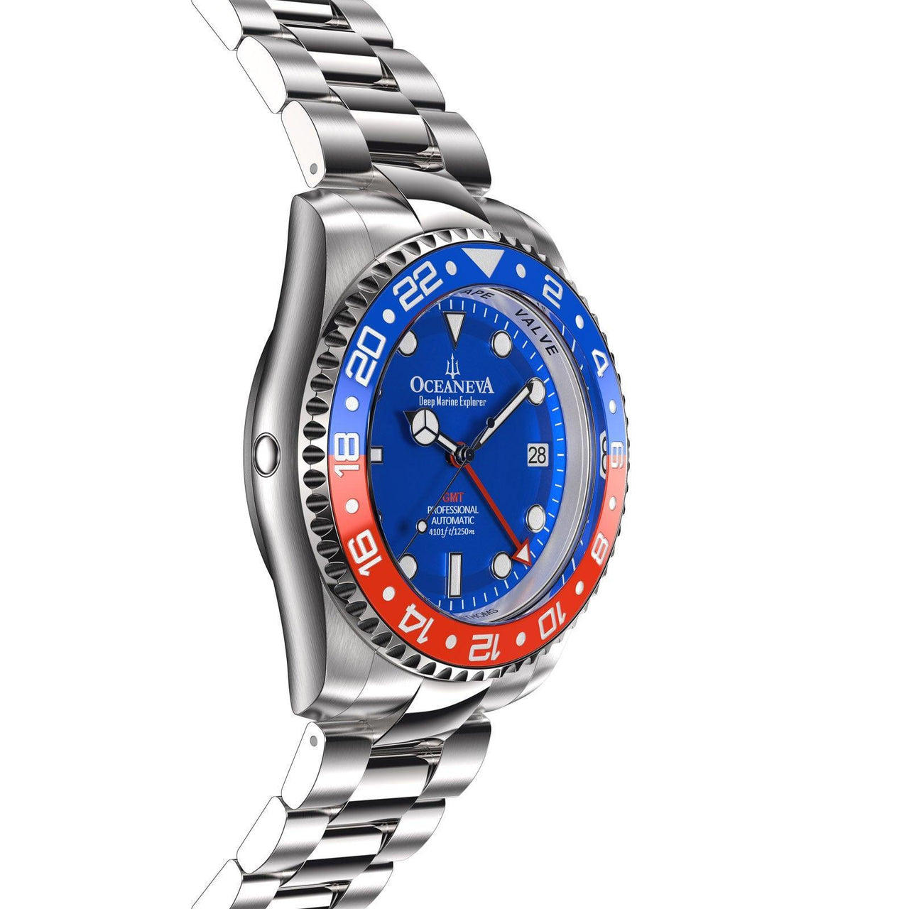 Oceaneva™ Deep Marine Explorer GMT Automatic 1250M Men's Watch - BL.RD.NH.BL.GMT.ST automatic GMT watch, Automatic watches, Diver GMT, GMT Dive Watch, men's gmt watches