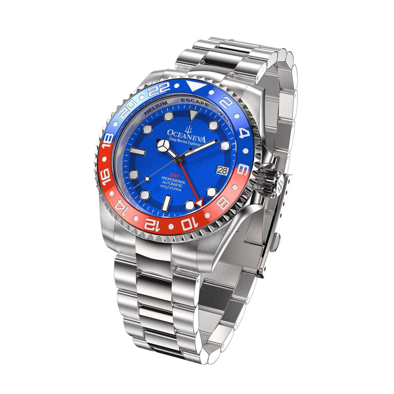 Oceaneva™ Deep Marine Explorer GMT Automatic 1250M Men's Watch - BL.RD.NH.BL.GMT.ST automatic GMT watch, Automatic watches, Diver GMT, GMT Dive Watch, men's gmt watches
