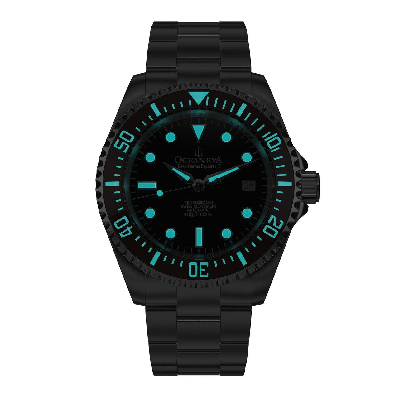 Oceaneva Men's Deep Marine Explorer II 1250M Pro Diver Watch Brown Black - BRII200BKST 1000M, 1250M, 316L Stainless Steel Watch, Automatic Watch, BGW9 Swiss-Superluminova, Ceramic Bezel, Dive Watch, Sw200-1 Swiss Automatic Movement