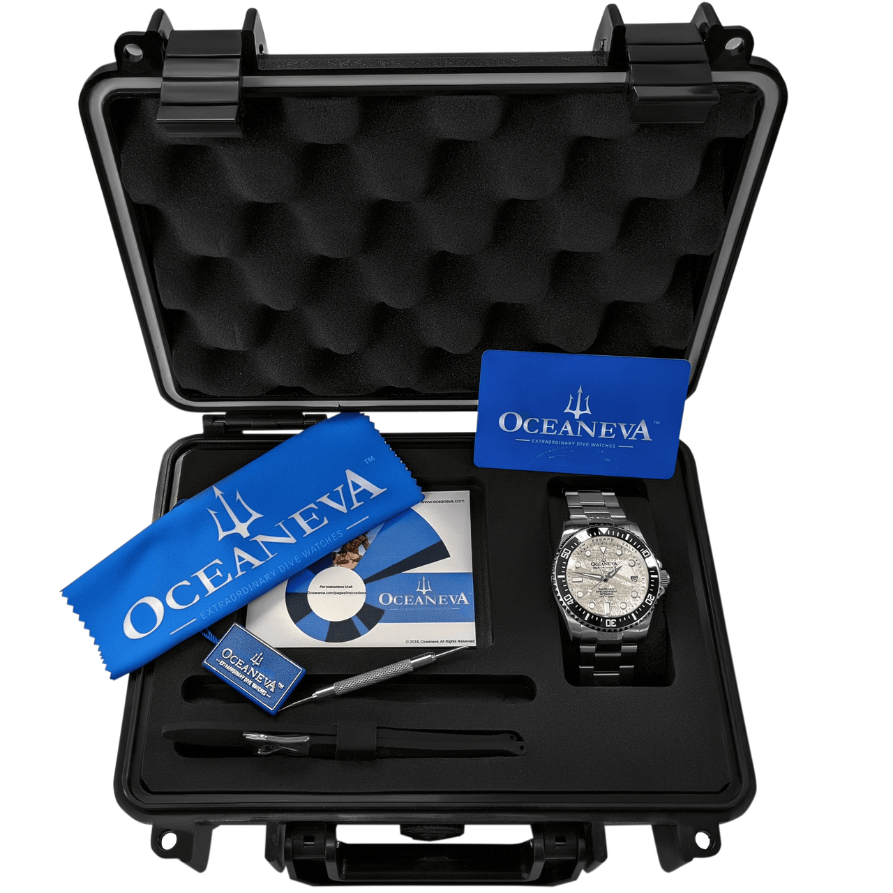 Oceaneva Men's Deep Marine Explorer 1250M Pro Diver Watch Silver Meteorite Dial - BKII200MRST 1250M diver, 316L Stainless Steel Watch, Automatic Watch, BGW9 Swiss-Superluminova, Ceramic Bezel, Dive Watch, Sw200-1 Swiss Automatic Movement