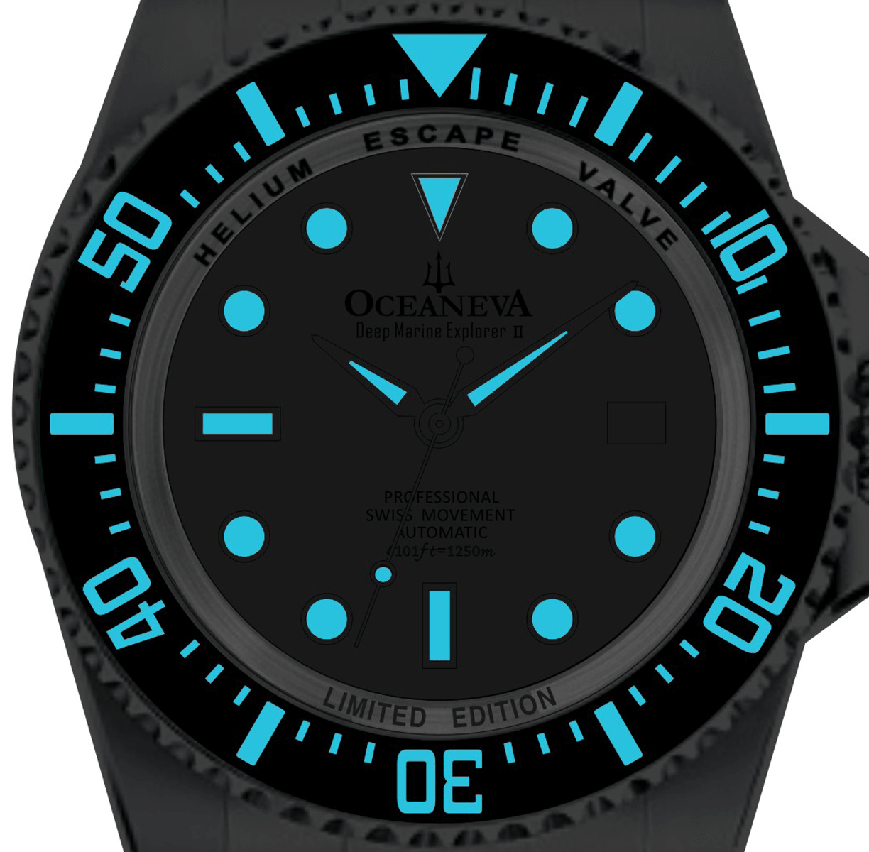 Oceaneva Men's Deep Marine Explorer 1250M Pro Diver Watch Silver Meteorite Dial - BKII200MRST 1250M diver, 316L Stainless Steel Watch, Automatic Watch, BGW9 Swiss-Superluminova, Ceramic Bezel, Dive Watch, Sw200-1 Swiss Automatic Movement