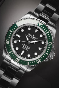 Thumbnail for Oceaneva Men's Deep Marine Explorer II 1250M Pro Diver Watch Black and Green - GRII200BKST 1000M, 1250M diver, 316L Stainless Steel Watch, Automatic Watch, BGW9 Swiss-Superluminova, Ceramic Bezel, Dive Watch, Sw200-1 Swiss Automatic Movement