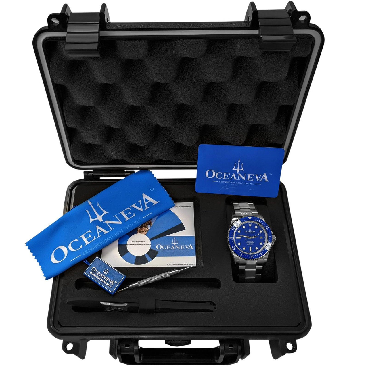 Oceaneva Men's Deep Marine Explorer II 1250M Pro Diver Watch Blue - BLII200BLST 1000M, 1250M, 316L Stainless Steel Watch, Automatic Watch, BGW9 Swiss-Superluminova, Ceramic Bezel, Dive Watch, Sw200-1 Swiss Automatic Movement