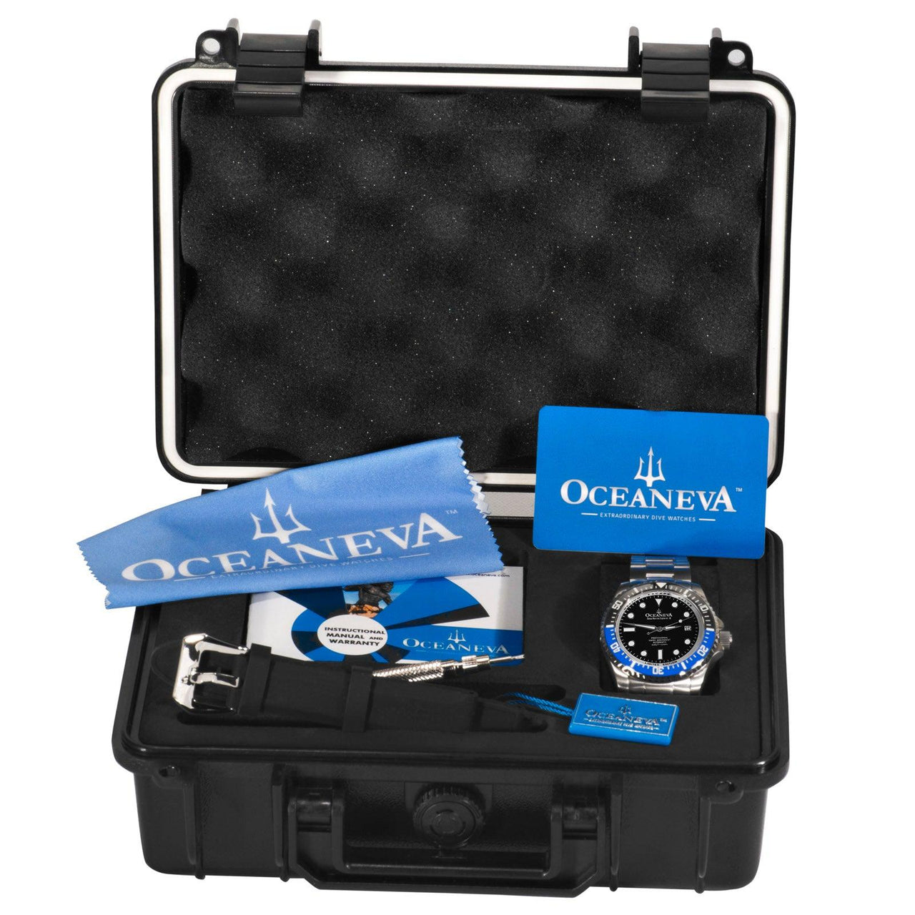 Oceaneva Men's Deep Marine Explorer II 1250M Pro Diver Watch Blue and Black - BLIIBK200BKST 1000M, 1250M diver, 316L Stainless Steel Watch, Automatic Watch, BGW9 Swiss-Superluminova, Ceramic Bezel, Dive Watch, Sw200-1 Swiss Automatic Movement