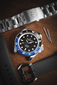 Thumbnail for Oceaneva Men's Deep Marine Explorer II 1250M Pro Diver Watch Blue and Black - BLIIBK200BKST 1000M, 1250M diver, 316L Stainless Steel Watch, Automatic Watch, BGW9 Swiss-Superluminova, Ceramic Bezel, Dive Watch, Sw200-1 Swiss Automatic Movement