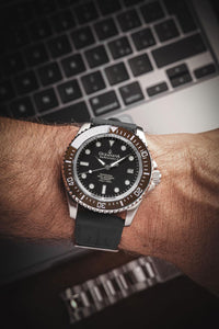 Thumbnail for Oceaneva Men's Deep Marine Explorer II 1250M Pro Diver Watch Brown Black - BRII200BKST 1000M, 1250M, 316L Stainless Steel Watch, Automatic Watch, BGW9 Swiss-Superluminova, Ceramic Bezel, Dive Watch, Sw200-1 Swiss Automatic Movement