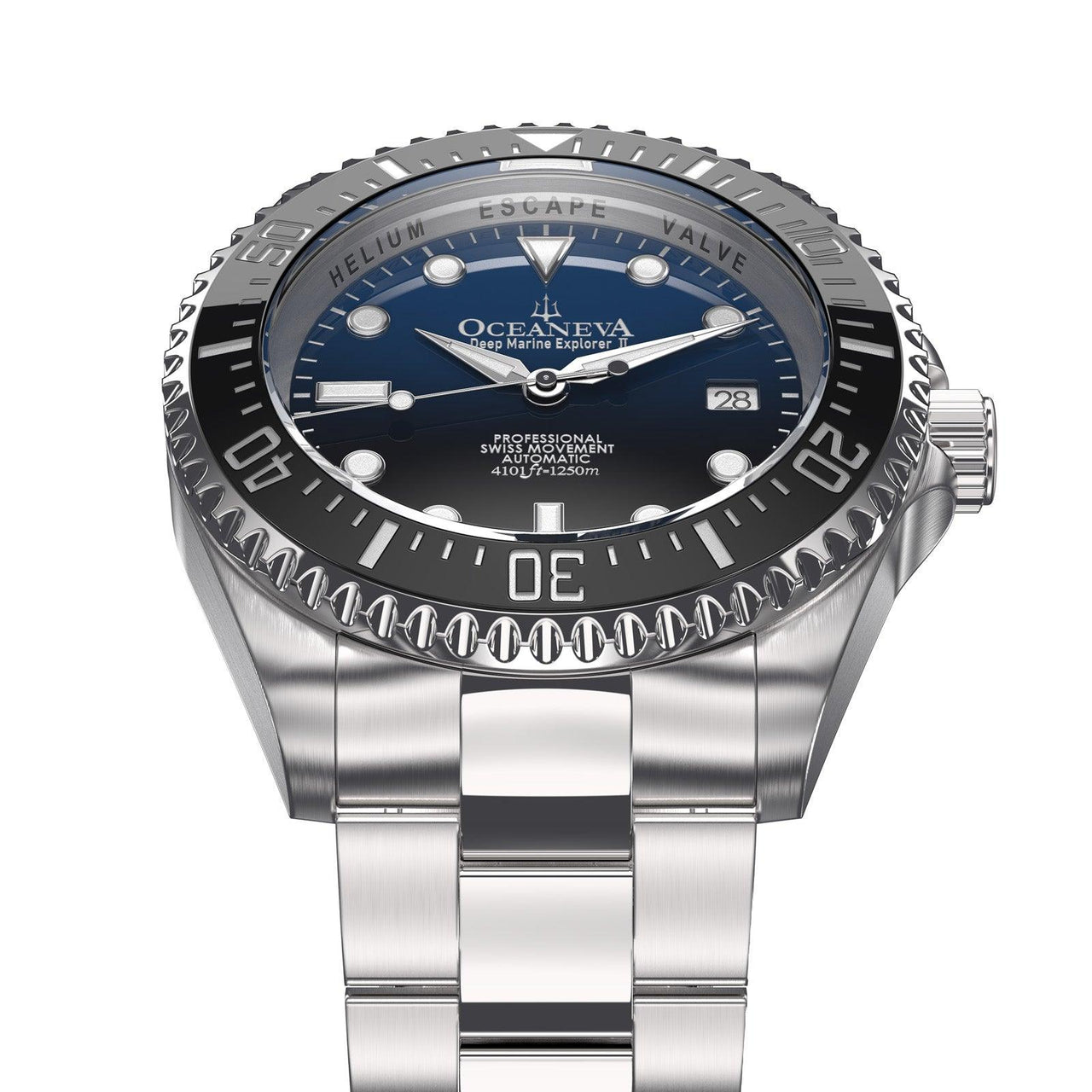 Oceaneva Men's Deep Marine Explorer II1250M Pro Diver Watch Blue Black Watch Black Bezel - BKIIHBLBST 1000M, 1250M, 316L Stainless Steel Watch, Automatic Watch, BGW9 Swiss-Superluminova, Ceramic Bezel, Dive Watch, Sw200-1 Swiss Automatic Movement