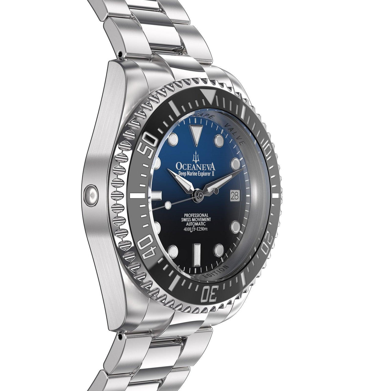 Oceaneva Men's Deep Marine Explorer II1250M Pro Diver Watch Blue Black Watch Black Bezel - BKIIHBLBST 1000M, 1250M, 316L Stainless Steel Watch, Automatic Watch, BGW9 Swiss-Superluminova, Ceramic Bezel, Dive Watch, Sw200-1 Swiss Automatic Movement