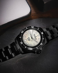 Thumbnail for Oceaneva Men's Deep Marine Explorer III 3000M Pro Diver Watch White Mother Of Pearl Dial Black IP - BKIIIWMP200BK 3000m, 3000M Dive Watch, 316L Stainless Steel, Automatic Watch, BGW9 Swiss Super-Luminova, Dive Watch, Sw200-1 Swiss Automatic Movement