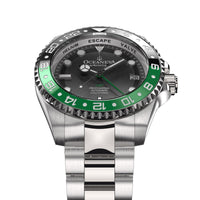 Thumbnail for Oceaneva Men's GMT Automatic Deep Marine Explorer 1250M Pro Diver Watch - BK.GR.NH.BK.GMT.ST 1250M diver, 316L Stainless Steel watch, BGW9 Swiss Super-Luminova, dive watch, GMT, GMT Automatic Watch, GMT NH34 Movement