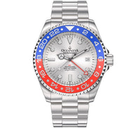 Thumbnail for Oceaneva Men's GMT Deep Marine Explorer 1250M Pro Diver Watch Blue and Red Silver Dial - SL.RD.RH.BL.GMT.ST 1250M diver, BGW9 Swiss-Superluminova, Dive Watch, GMT, GMT Wach, GMT Watch, Stainless Steel Dive Watch, Stainless Steel Watch, Swiss Quartz Movement