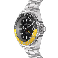 Thumbnail for Oceaneva Men's GMT Deep Marine Explorer 1250M Pro Diver Watch Yellow and Black Diver Watch - BK.RH.YL.GMT.ST 1250M diver, BGW9 Swiss-Superluminova, Dive Watch, GMT, GMT Wach, GMT Watch, Ronda Movement, Stainless Steel Dive Watch, Stainless Steel Watch, Swiss Quartz Movement