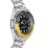 Thumbnail for Oceaneva Men's GMT Deep Marine Explorer 1250M Pro Diver Watch Yellow and Black Diver Watch - BK.RH.YL.GMT.ST 1250M diver, BGW9 Swiss-Superluminova, Dive Watch, GMT, GMT Wach, GMT Watch, Ronda Movement, Stainless Steel Dive Watch, Stainless Steel Watch, Swiss Quartz Movement